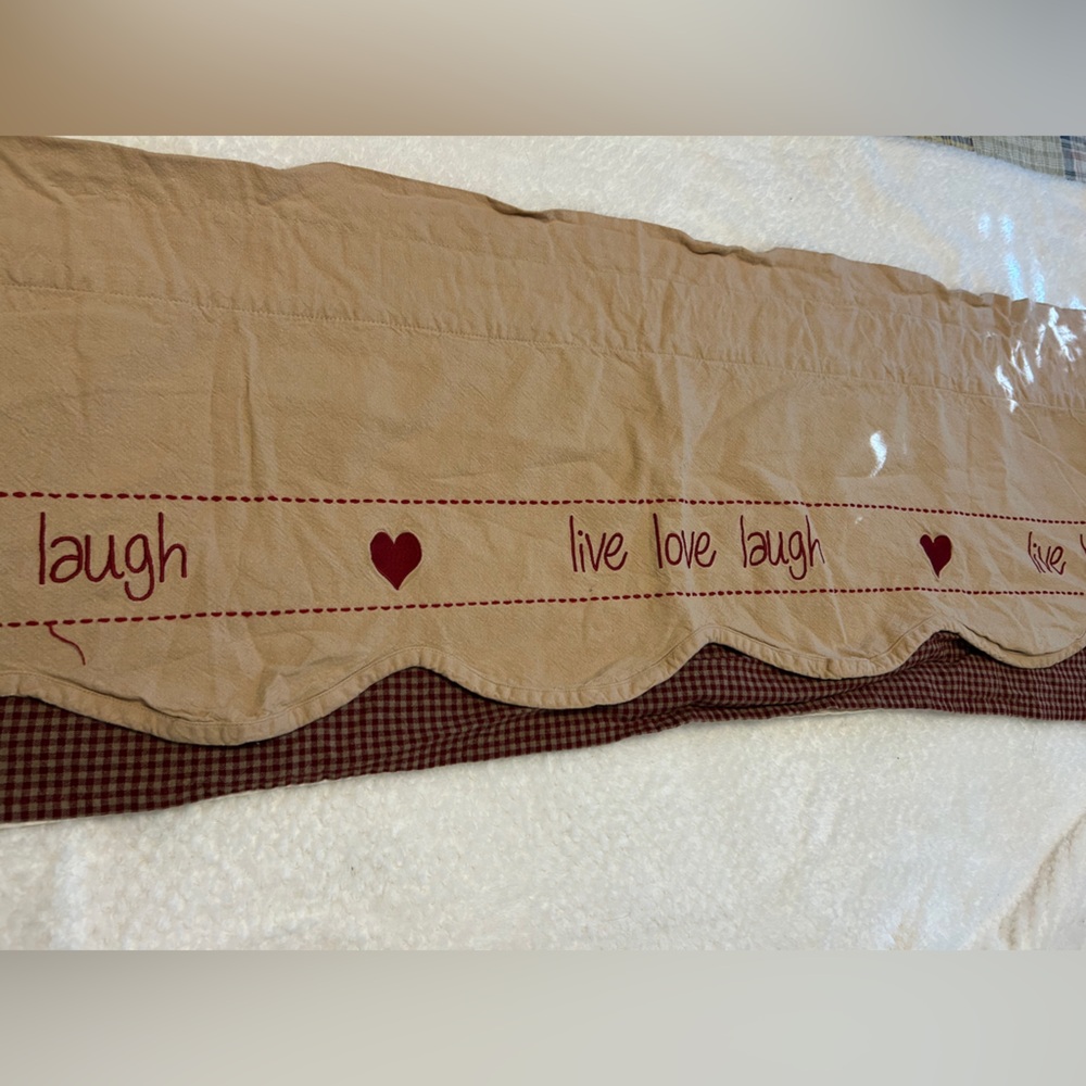 Country heavy lined gingham curtains. (3 pairs) Live Laugh Love